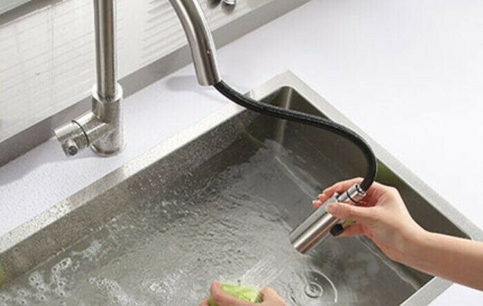 New Brushed solid stainless steel kitchen mixer pull out spray function NO LEAD