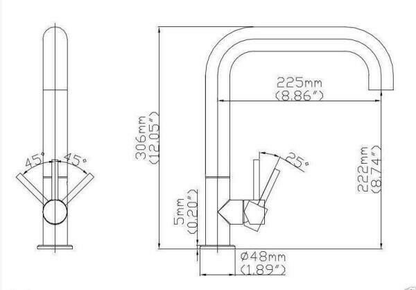 Brushed rose gold copper stainless steel square neck kitchen mixer tap NO LEAD