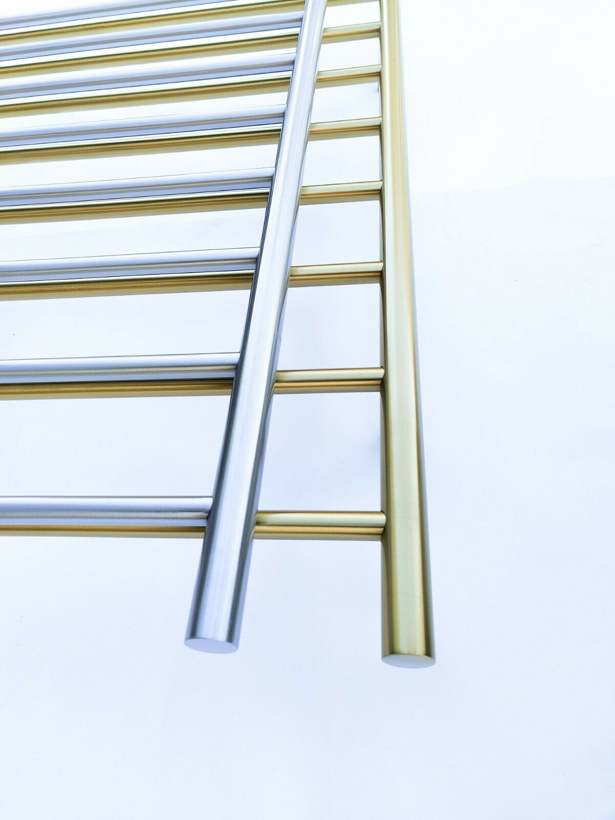 Brushed Brass Gold Non Heated Towel Rail rack Ladder round 850 mm wide 8 bar