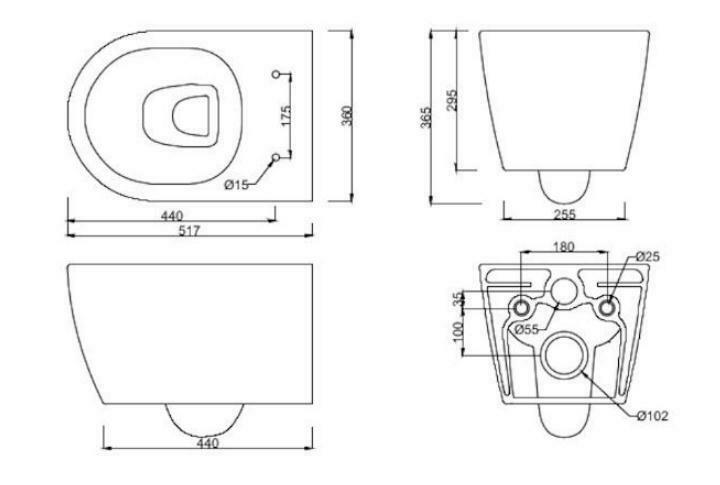 In Wall Concealed Cistern wall hung wall mount Toilet suite buttons white Black