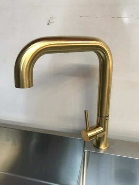 Brushed rose gold copper stainless steel square neck kitchen mixer tap NO LEAD