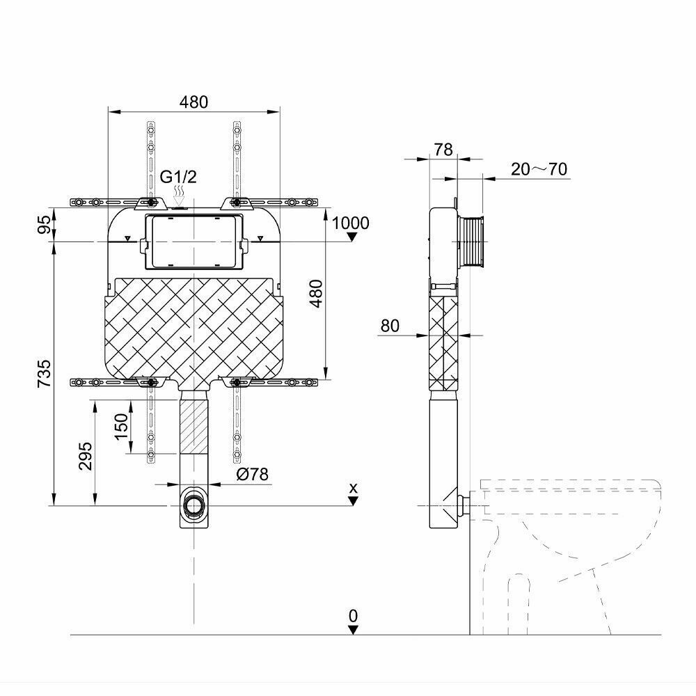 Rimless Wall Faced Floor Pan Aged Care Disabled Toilet concealed inwall cistern