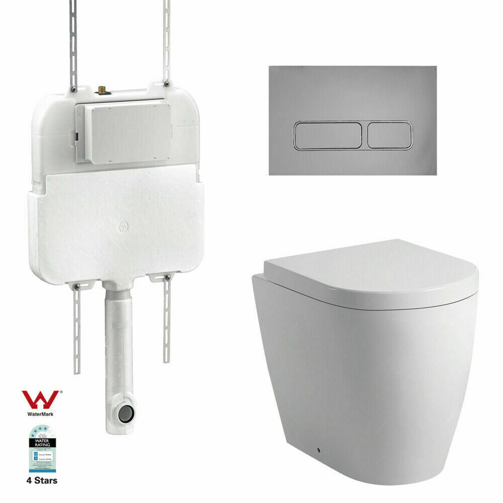 In Wall Concealed Cistern Toilet Matte Black pan chrome Rimless floor mount