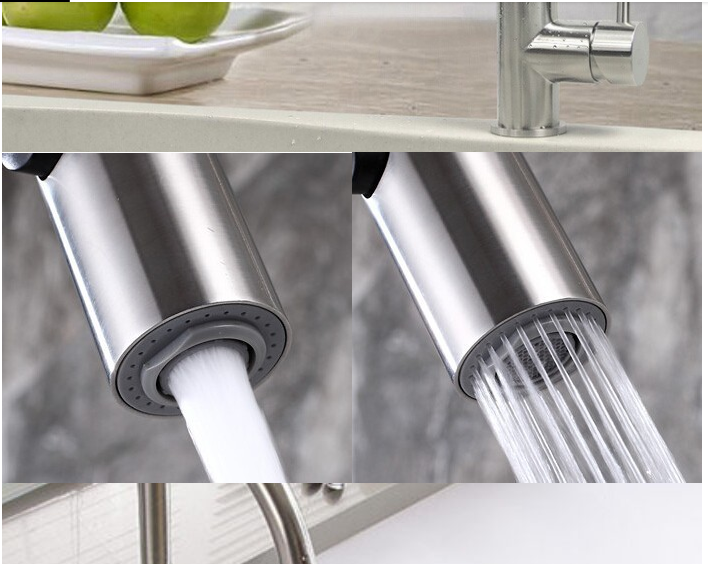 New Brushed solid stainless steel kitchen mixer pull out spray function NO LEAD