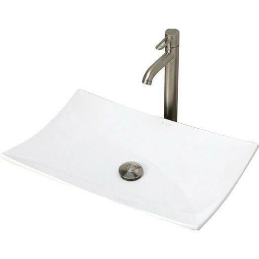 Bench top mount white basin square slim style modern ultra slim sink